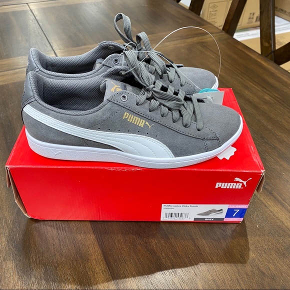 Puma Shoes - Puma Ladies Vikky Suede Sneakers Shoes - Grey